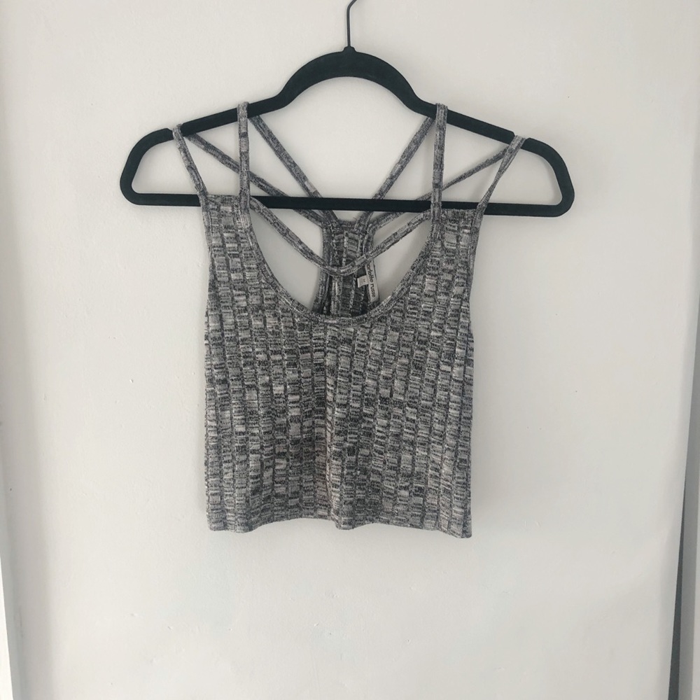 Grey strappy crop top